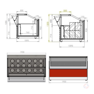 Seri110 Dimen At Βιτρίνα Modular Σειρά 110